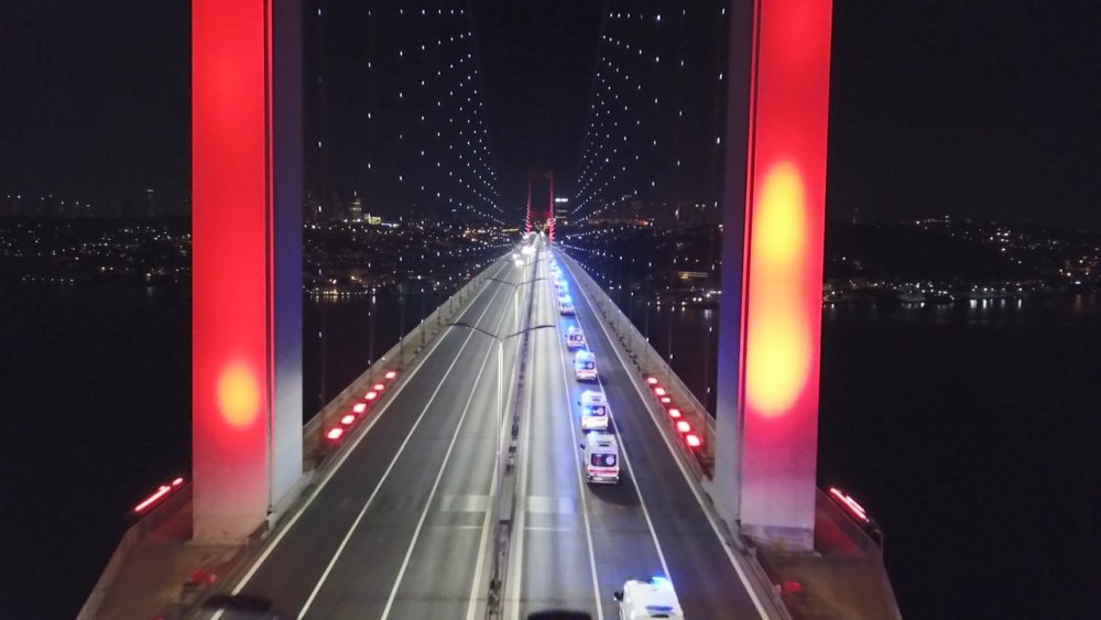 Ankara'dan yola çıkan 61 ambulans İstanbul'a geldi