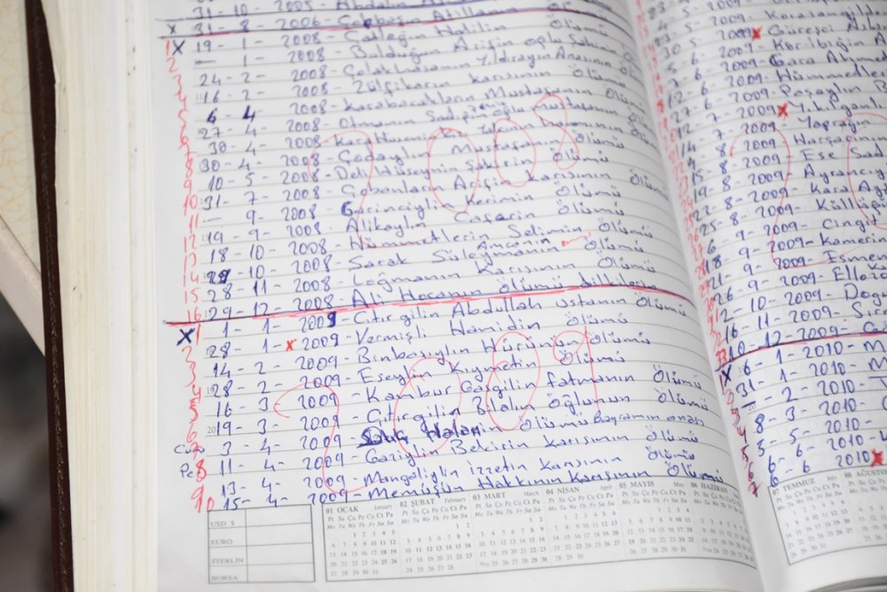 12 yıldır ölenlerin kayıtlarını tutuyor