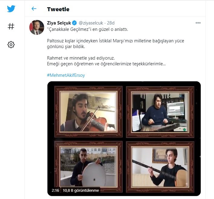 Bakan Selçuk, Mehmet Akif'i öğrencilerin hazırladığı kliple andı