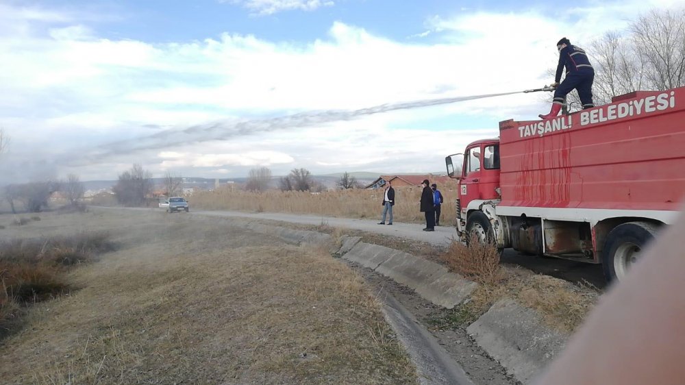 Tavşanlı’daki anız yangını, hayvanseverlerin ihbarıyla söndürüldü