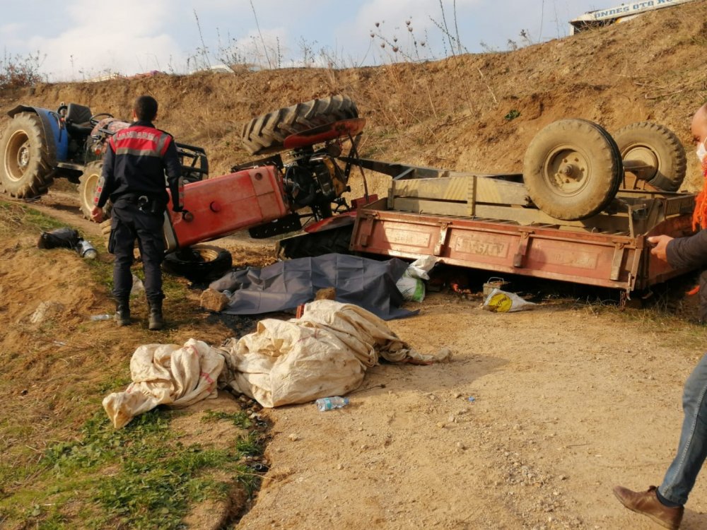 Traktör şarampole uçtu: Aynı aileden 1 ölü, 2 yaralı
