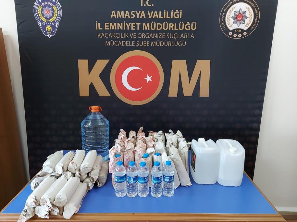 Amasya’da 43 litre sahte içki ele geçirildi
