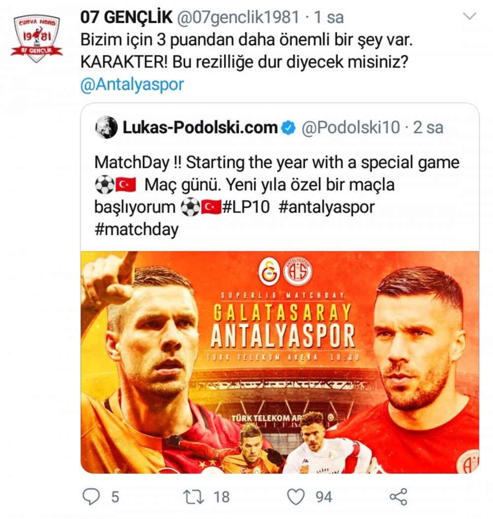 Podolski'ye taraftar tepkisi