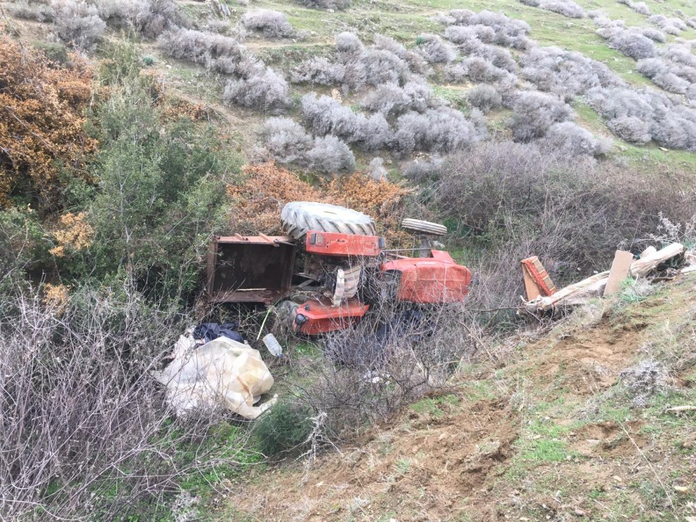 Uçuruma yuvarlanan traktörün sürücüsü öldü