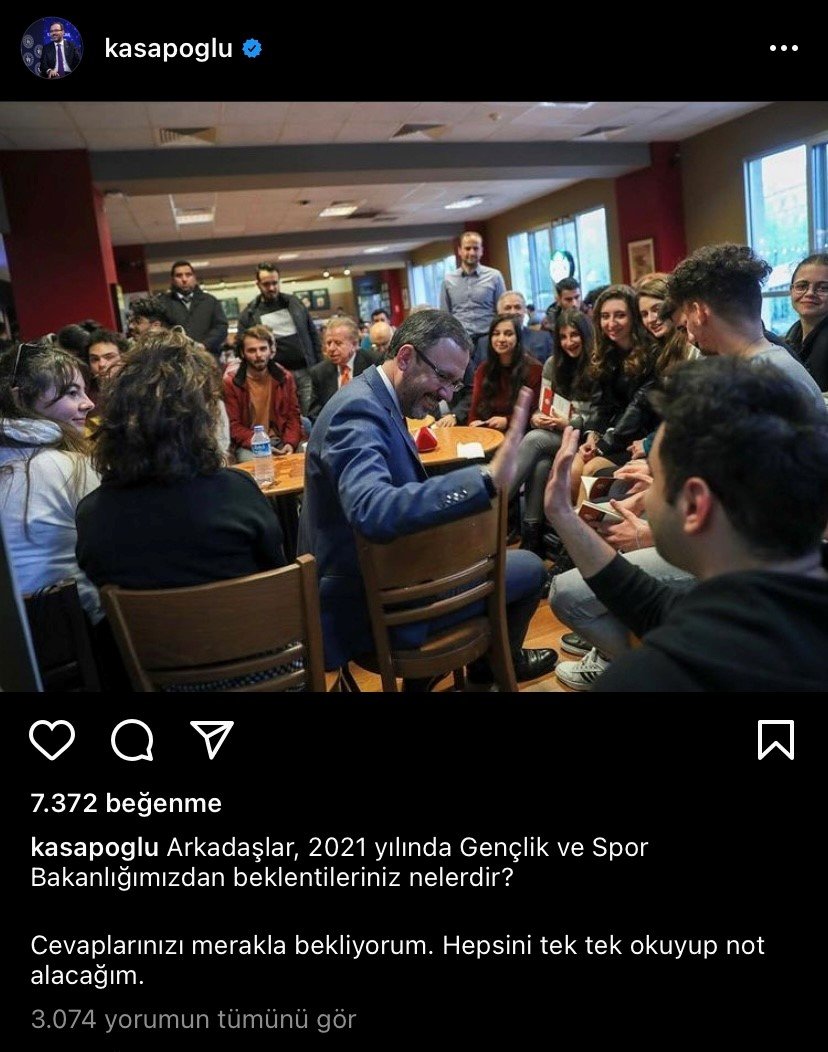 Bakan Kasapoğlu, gençlere 2021 yılı için bakanlıktan beklentilerini sordu