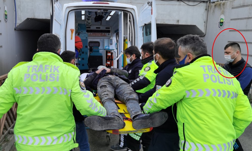 Kaza yapan motosiklet sürücüsü, ‘adam yaralama’dan arandığı tespit edilince gözaltına alındı