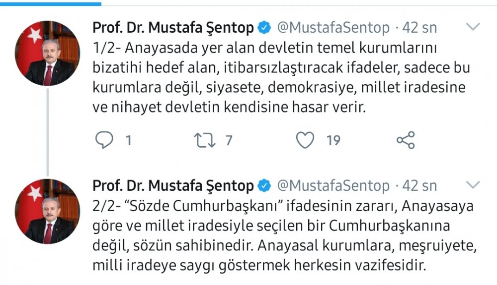 TBMM Başkanı Şentop'tan Kılıçdaroğlu'na 'sözde cumhurbaşkanı' tepkisi