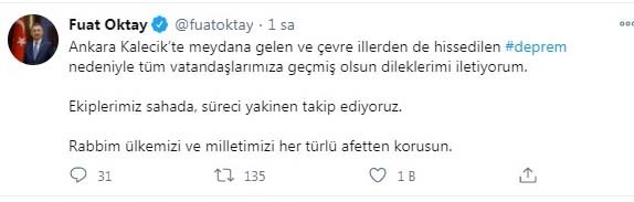 Ankara 4.5 büyüklüğündeki depremle sallandı