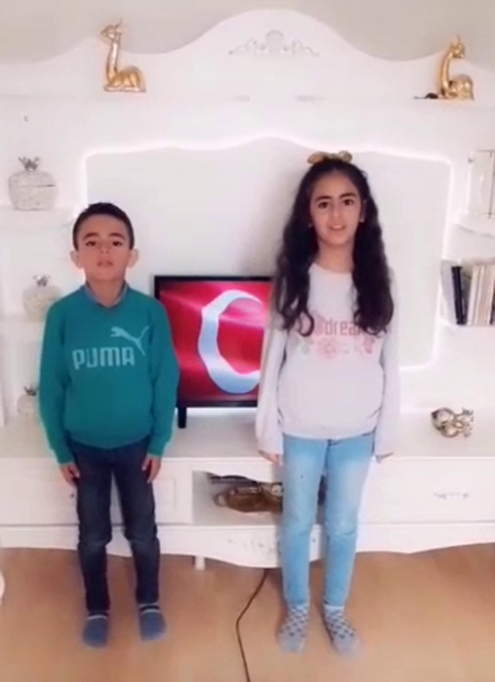 Erzurum'da bayrak törenini, ellerinde bayraklarla balkonlardan takip ettiler