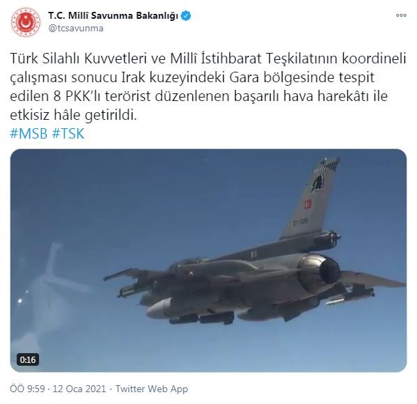 MSB: 8 PKK'lı terörist etkisiz hale getirildi
