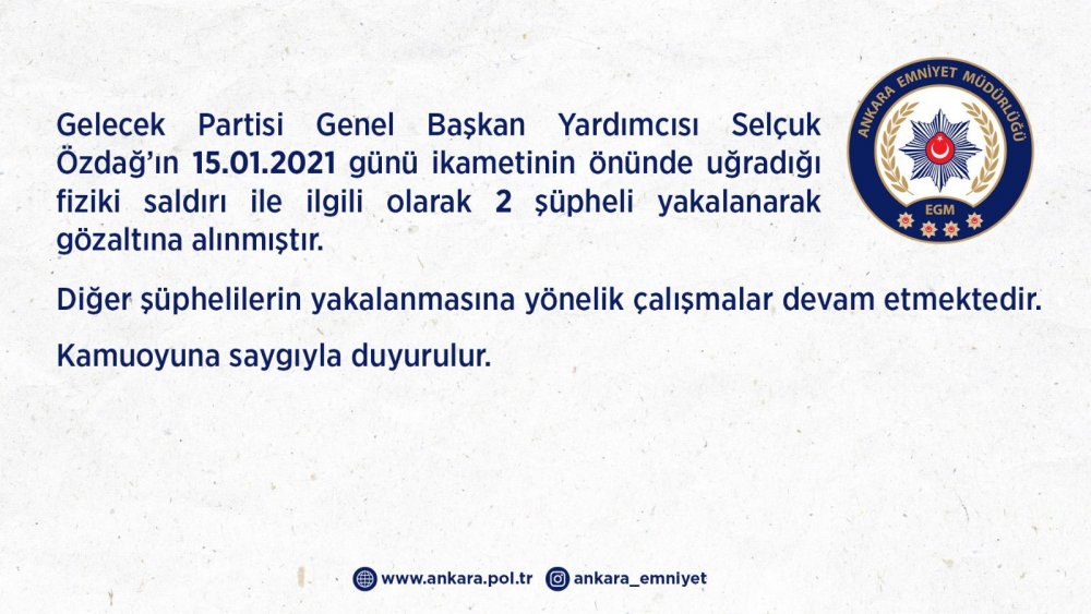 Gelecek Partili Selçuk Özdağ taburcu oldu, 2 şüpheli gözaltı alındı