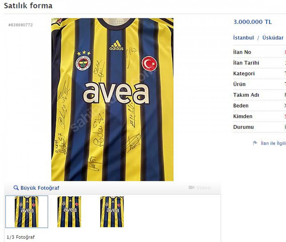'Alex' imzalı Fenerbahçe forması, 3 milyon liraya satışta