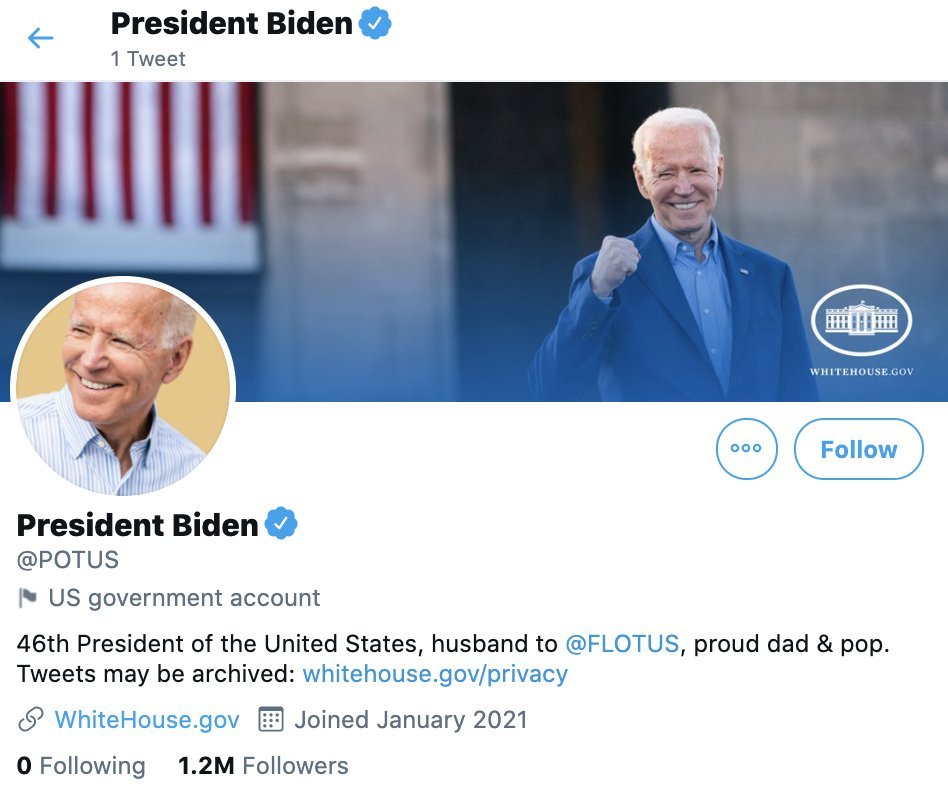 Twitter, ABD başkanlık hesabı '@Potus'u Joe Biden'a devretti