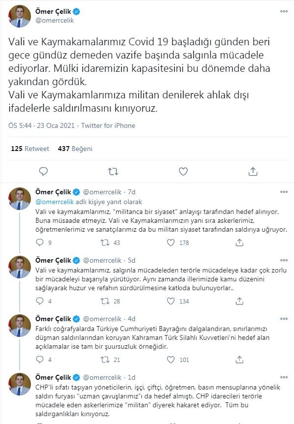 AK Parti'li Çelik: Vali ve kaymakamlarımıza 'militan' denilerek saldırılmasını kınıyoruz