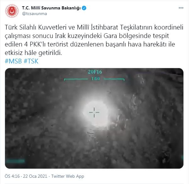 MSB: 4 PKK'lı terörist etkisiz hale getirildi