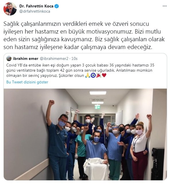 Bakan Koca: İyileşen her hastamız en büyük motivasyonumuzdur