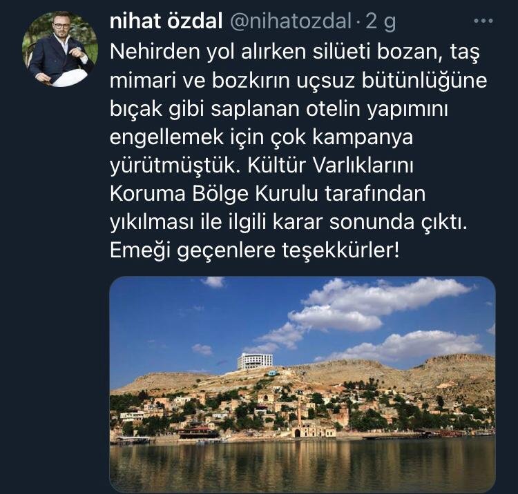 Halfeti’nin otelinin yıkım kararını paylaştı, saldırıya uğradı