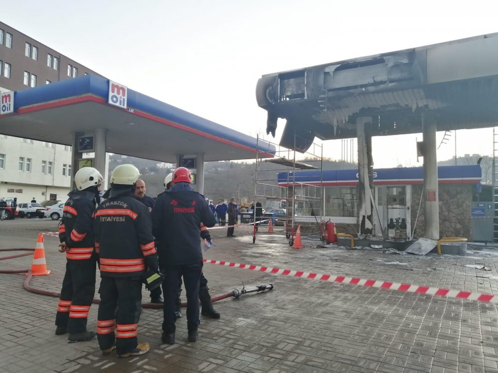 Trabzon'da akaryakıt istasyonunda yangında faciadan dönüldü