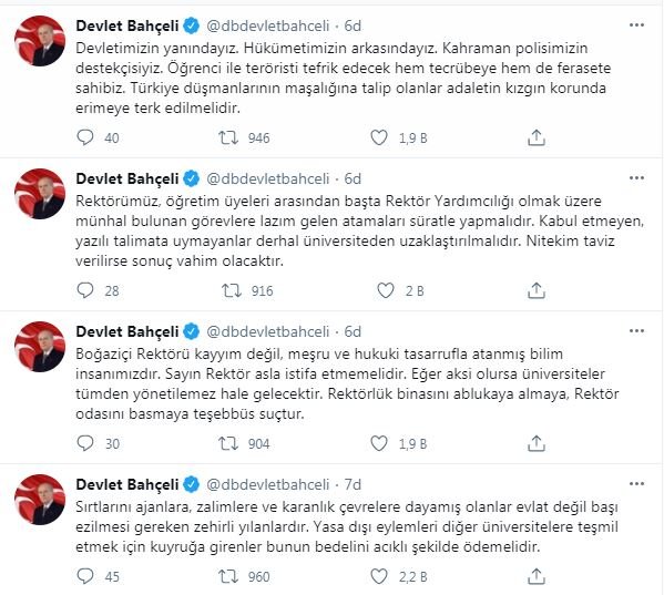 Bahçeli: Boğaziçi Üniversitesinde Türkiye'nin sinir uçlarıyla oynanıyor