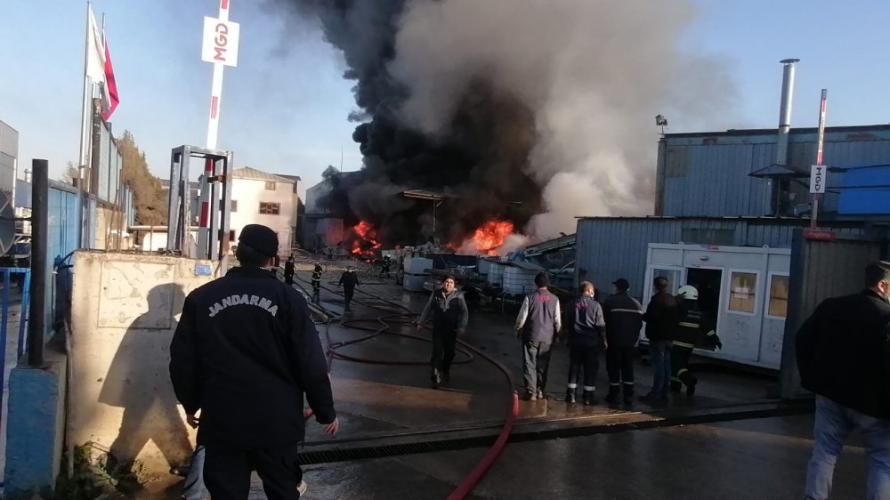 Kocaeli'nde geri dönüşüm fabrikasında yangın