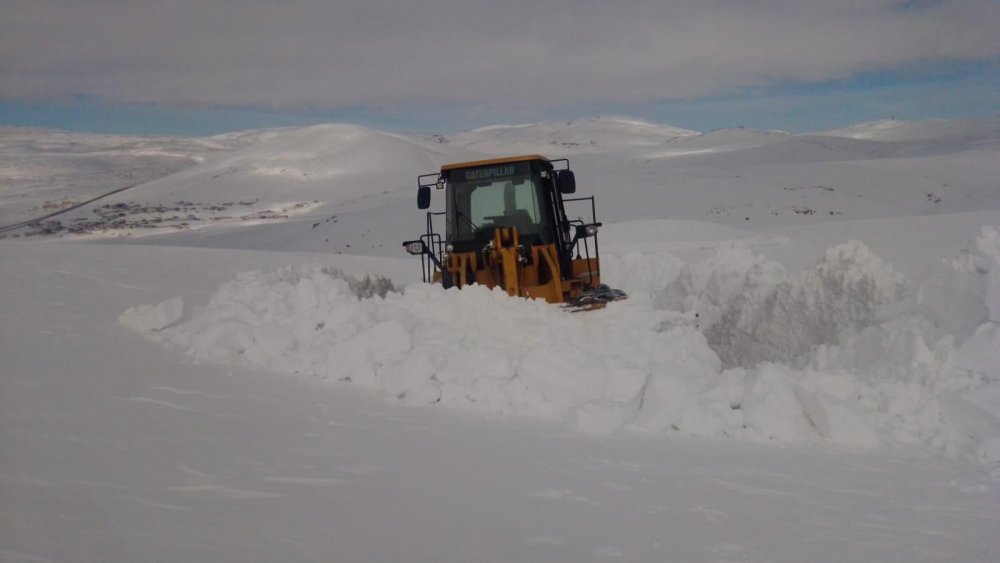 Van'da, 3 metreyi bulan karda yol açma çalışması