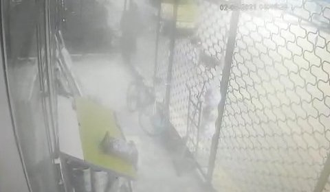 Kadının, sokak köpeklerinin saldırısına uğradığı anlar kamerada