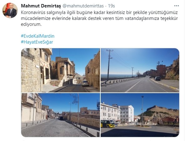 Vali Demirtaş'tan, kısıtlamaya uyan Mardinlilere teşekkür