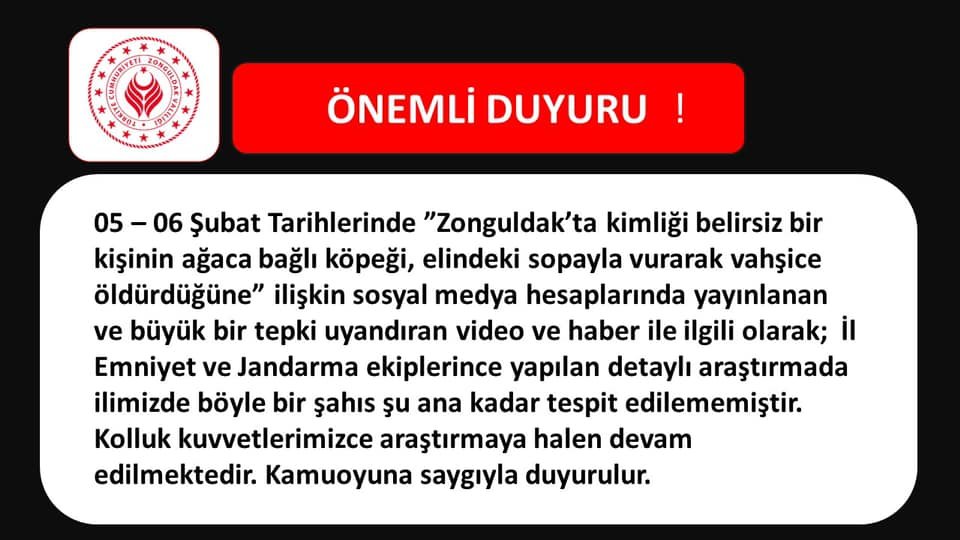 Zonguldak'ta bir köpeğin sopayla öldürülmesi iddiasına açıklama