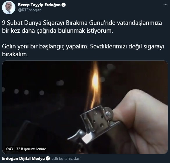Cumhurbaşkanı Erdoğan'dan sigarayı bırakma çağrısı