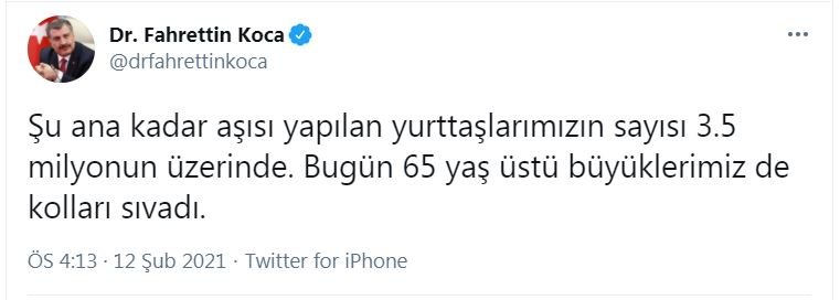 Sağlık Bakanı Koca duyurdu... Türkiye'de bugüne kadar kaç kişi aşı oldu...