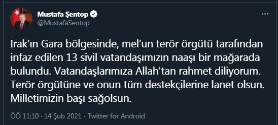 TBMM Başkanı Şentop: Terör örgütüne ve onun tüm destekçilerine lanet olsun