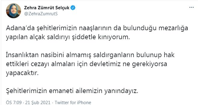 Bakan Selçuk: Şehitlerimizin emaneti ailemizin yanındayız