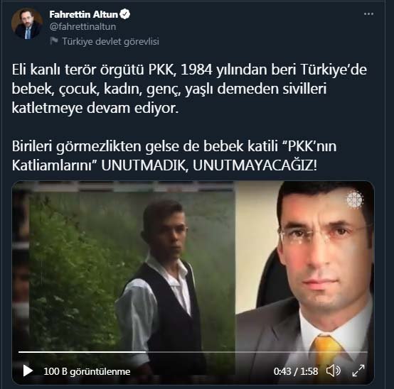 İletişim Başkanı Altun: Bebek katili PKK'nın katliamlarını unutmadık, unutmayacağız