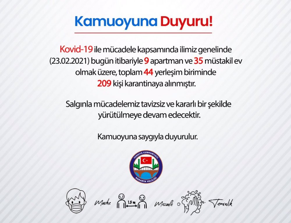 Sakarya'da koronavirüs alarmı! Karantinaya alındı!