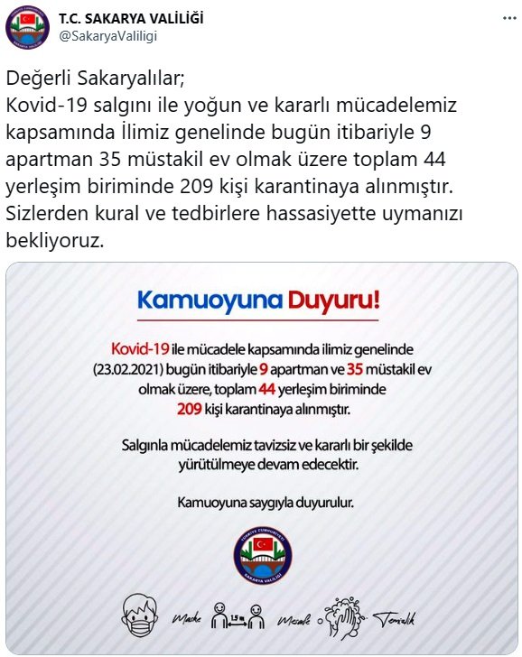 Sakarya'da koronavirüs alarmı! Karantinaya alındı!
