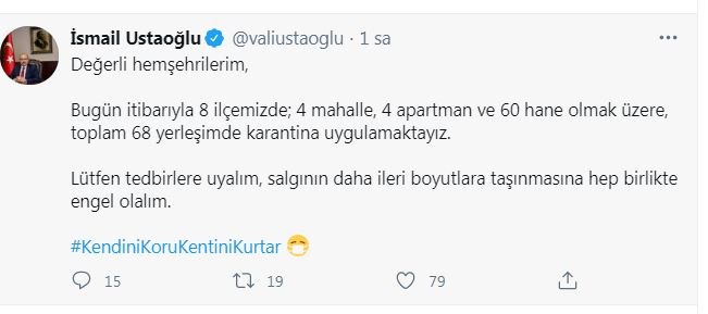 Trabzon’da 68 yerleşim yeri karantinada