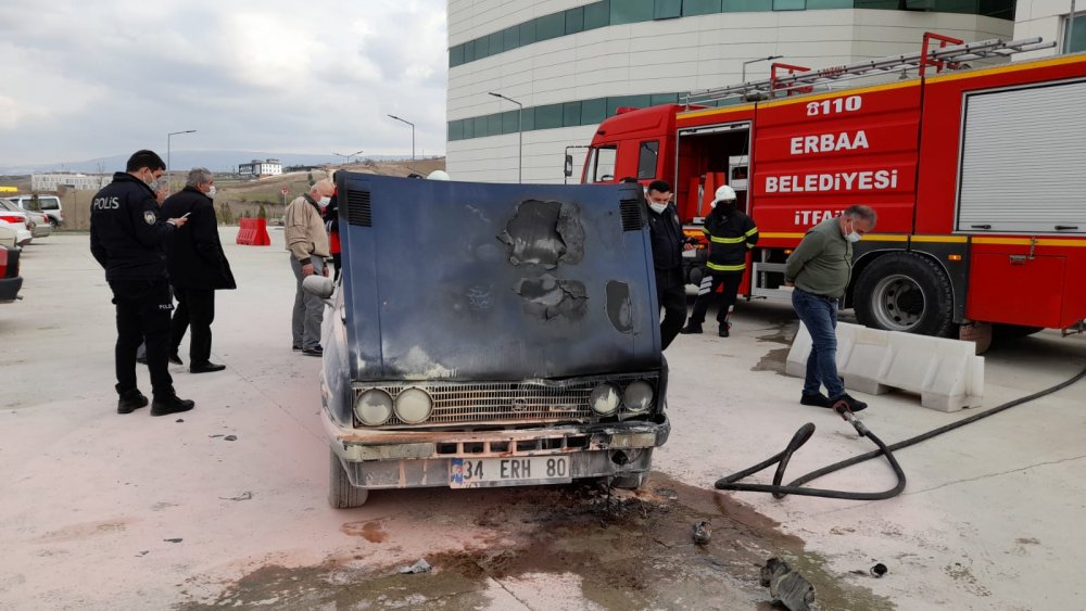 Hastane bahçesinde korkutan yangın!