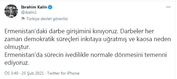 İbrahim Kalın'dan Ermenistan açıklaması