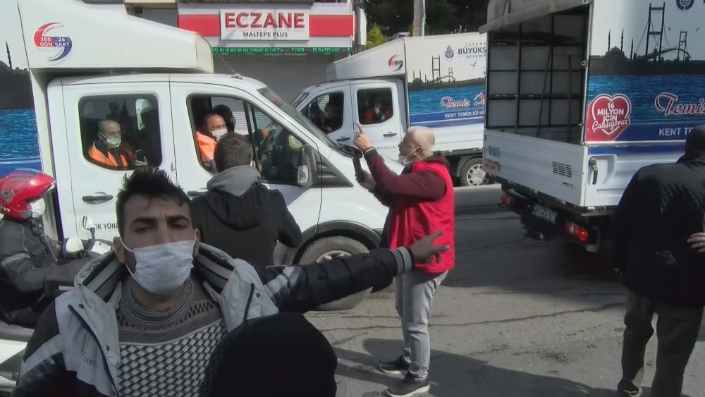 Maltepe'de çöp toplama gerginliği; Yine İBB ekipleri geldi yine gerginlik çıktı