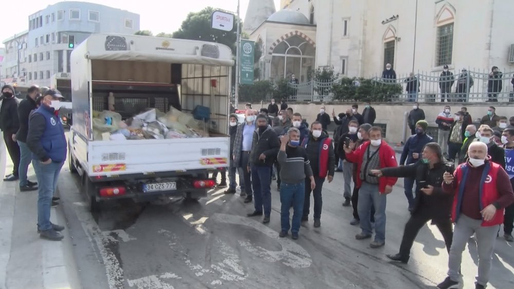 Maltepe'de çöp toplama gerginliği; Yine İBB ekipleri geldi yine gerginlik çıktı