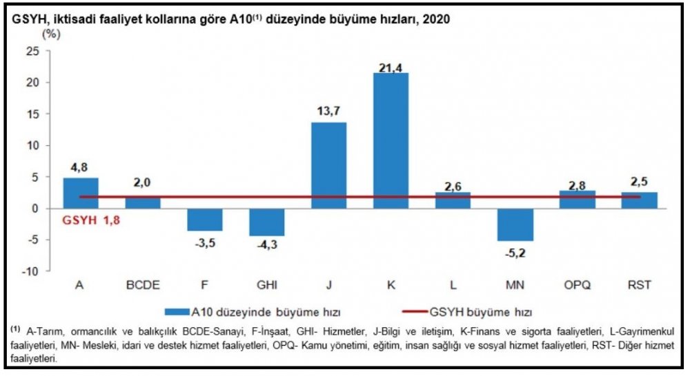 TÜİK - Ekonomi 2020 yılında yüzde 1.8 büyüdü