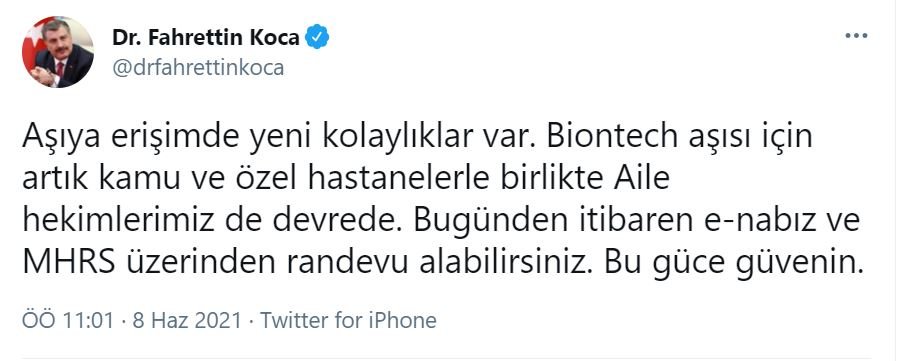 Fahrettin Koca açıkladı! Biontech aşısında aile hekimleri de devrede