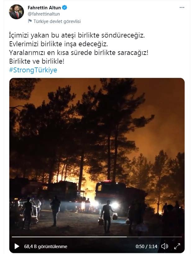 İletişim Başkanı Altun'dan yangın söndürme açıklaması
