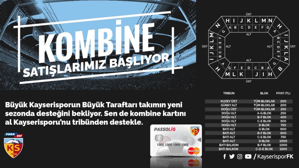 Kayserispor'da kombine bilet fiyatları belli oldu