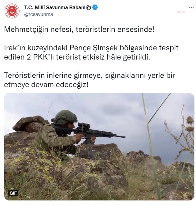 MSB: 2 PKK'lı etkisiz hale getirildi