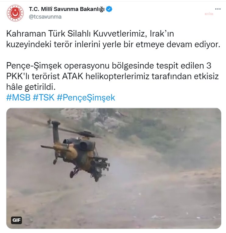 MSB: 3 PKK'lı etkisiz hale getirildi