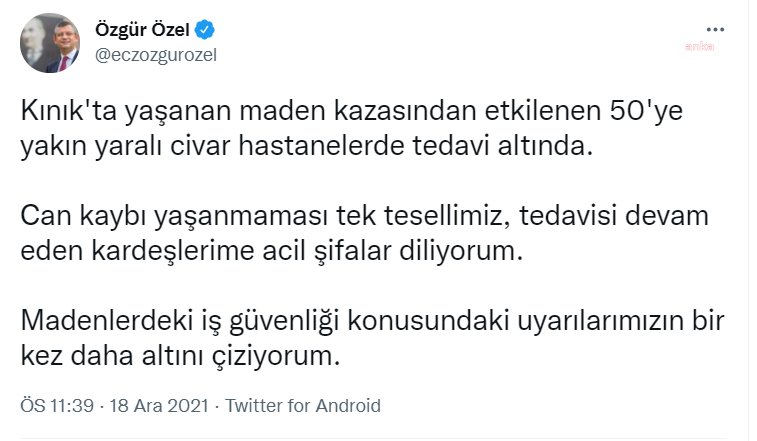 CHP’li Özgür Özel: "Kınık'ta yaşanan patlamada 50'ye yakın yaralı var"