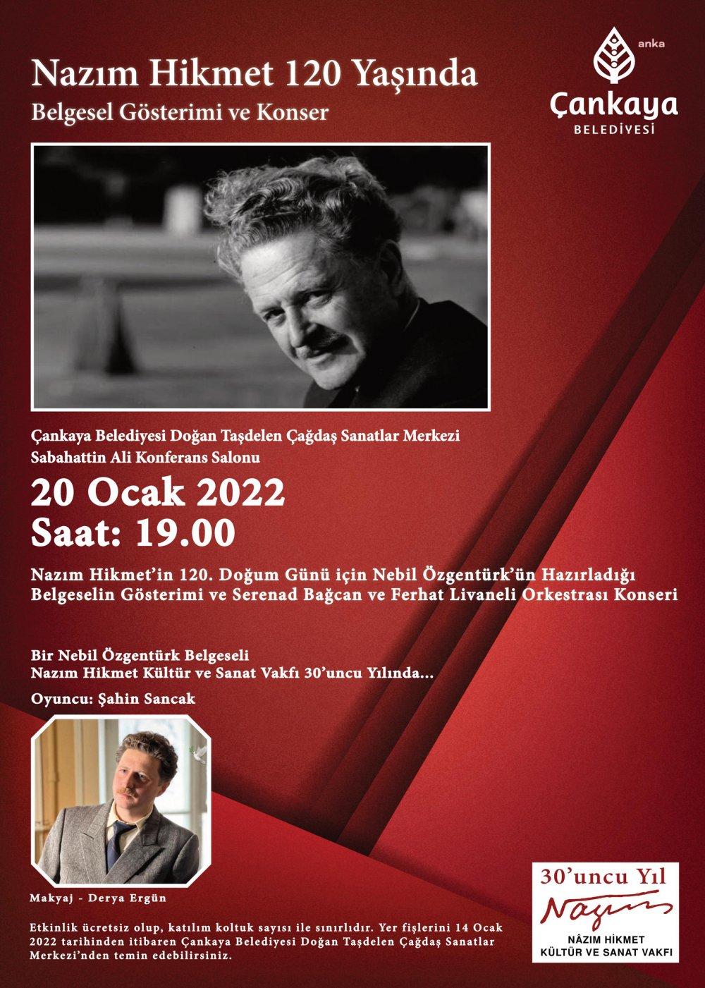 Nazım Hikmet'in 120. doğum günü Çankaya'da kutlanıyor